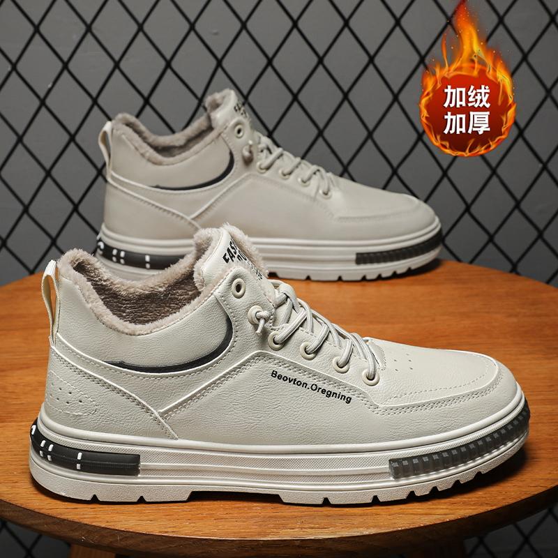 

Зимние новые плюшевые теплые кроссовки для мужчин, трендовые высокие повседневные туфли на плоской подошве со шнуровкой в корейском стиле, обувь для инструментов 39