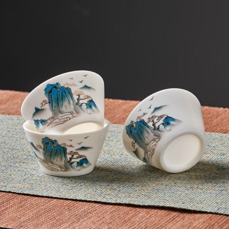Chinese Gold-Inlaid Jade Ceramic Kung Fu Tea Set