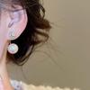 Elegant Retro Silver & Pearl C-Shaped Diamond Stud Earrings - High-End Fashion Accessories for Women