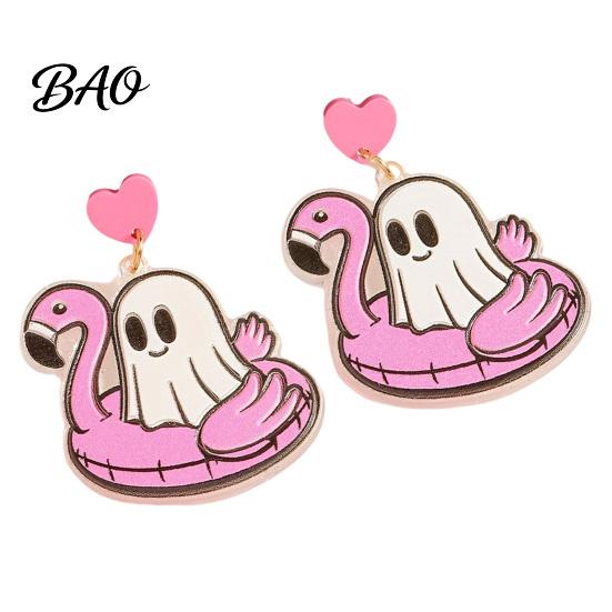 Versatile Daily Leisure Earrings 1 Pair Summer Halloween Ghost for Women, Cute Acrylic Holiday Accessories Pool Float Dangle Drop Earrings,