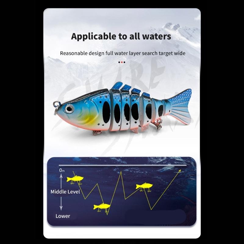 5Pcs Multi Jointed Swimbaits Slow Sinking Swimming Lures Fishhooks Freshwater Saltwater Bass Treble Hook Fishing Lures