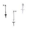 Hip Hop Trendy Stainless Steel Silver Color Star Cross Tassel Pendant Asymmetry Stud Earrings for Women Men Rock Punk Jewelry