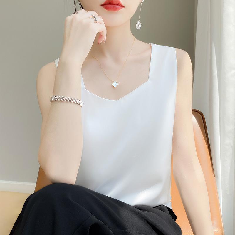 Acetate Satin U-neck Suspender for Women's In Hot Season New Fashion Traceless Versatile Sleeveless Vest Comfortable Top for Women