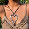 Sweet Cool Exaggerated Big Heart Necklace Metal Choker Velvet Collar Female