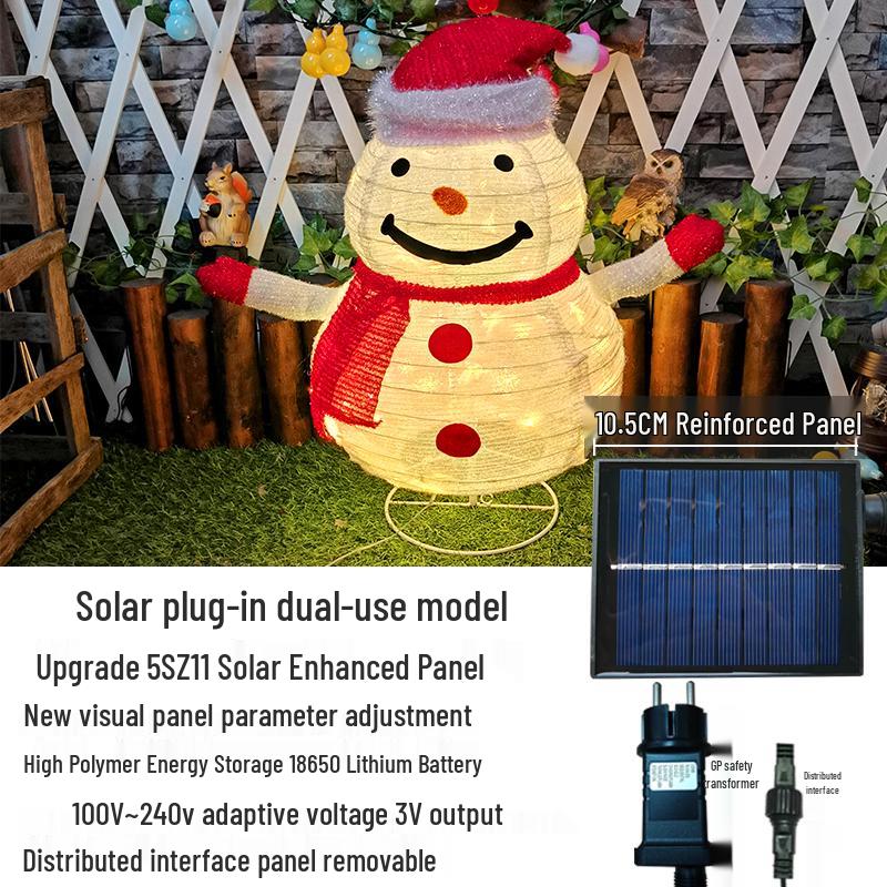 Solar Christmas Snowman and Santa String Lights for Courtyard, Villa, Garden, and Mall Holiday Decor.