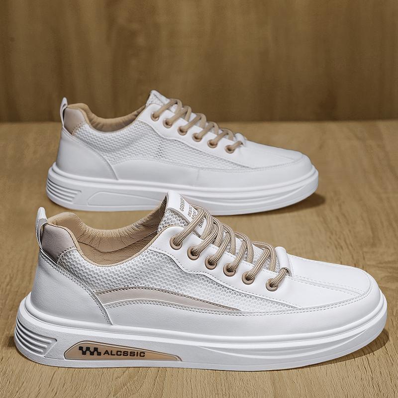 Fashion 2025 Men's New Spring Summer Mesh Shoes Casual Sports Shoes Soft Bottom round Toe Flat Heel Breathable White Trendy Shoes