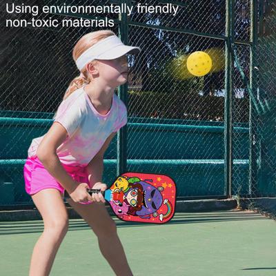 Kids Pickleball Paddle Cartoon Print Lightweight Glass Fiber Children Pickleball Racket Pickleball Accessories