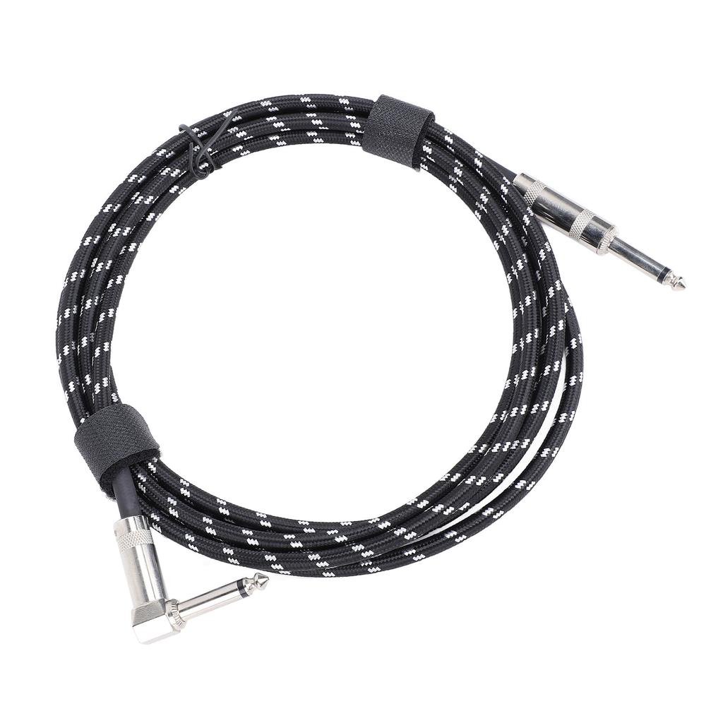 6.5mm Guitar Cable Right Angle To Straight Connector Nylon Braided Noise Reduction Guitar Connection Cord 3 Meters