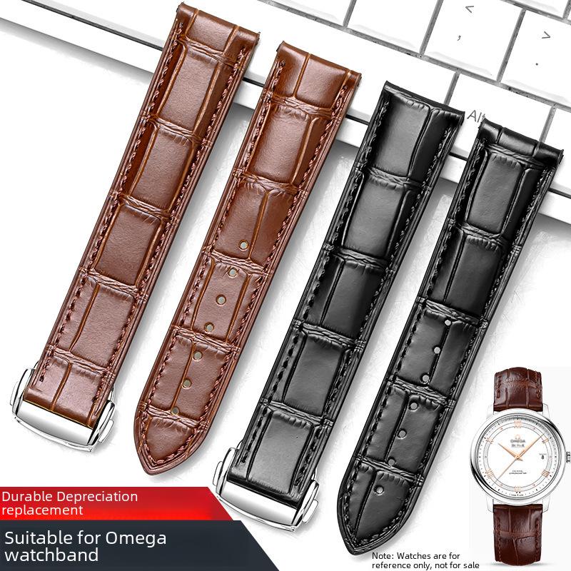 Omega Seamaster Genuine Leather & Bamboo Butterfly Strap - Men's & Women's Cowhide 20mm.