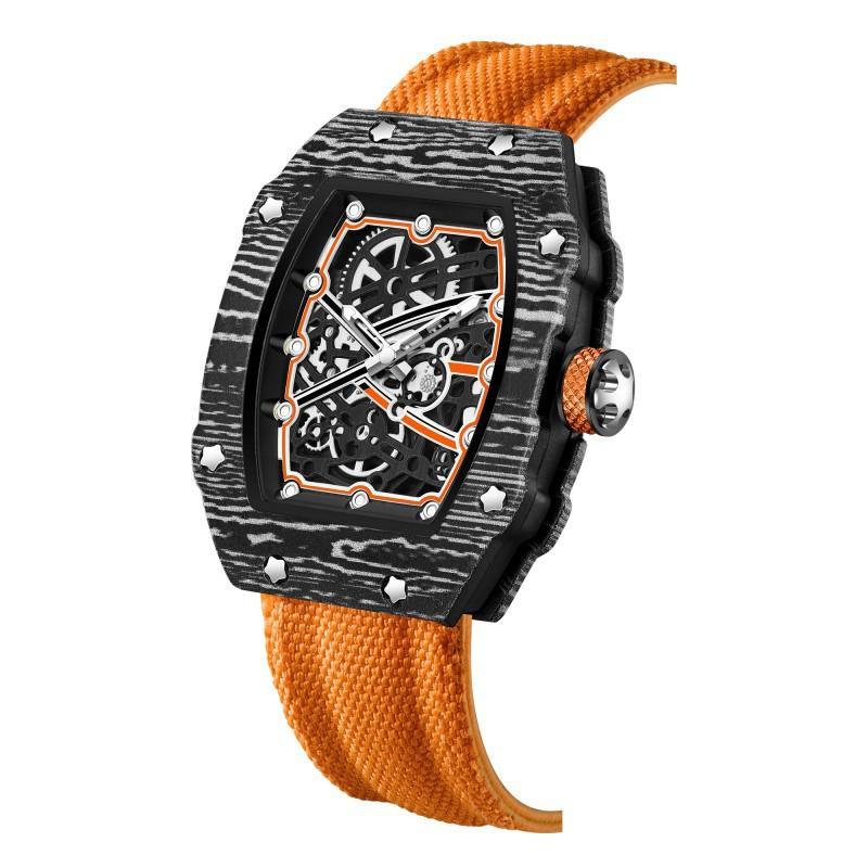 Watch Ultra-thin wine barrel-shaped nylon belt trendy men's watch quartz watch men's watch