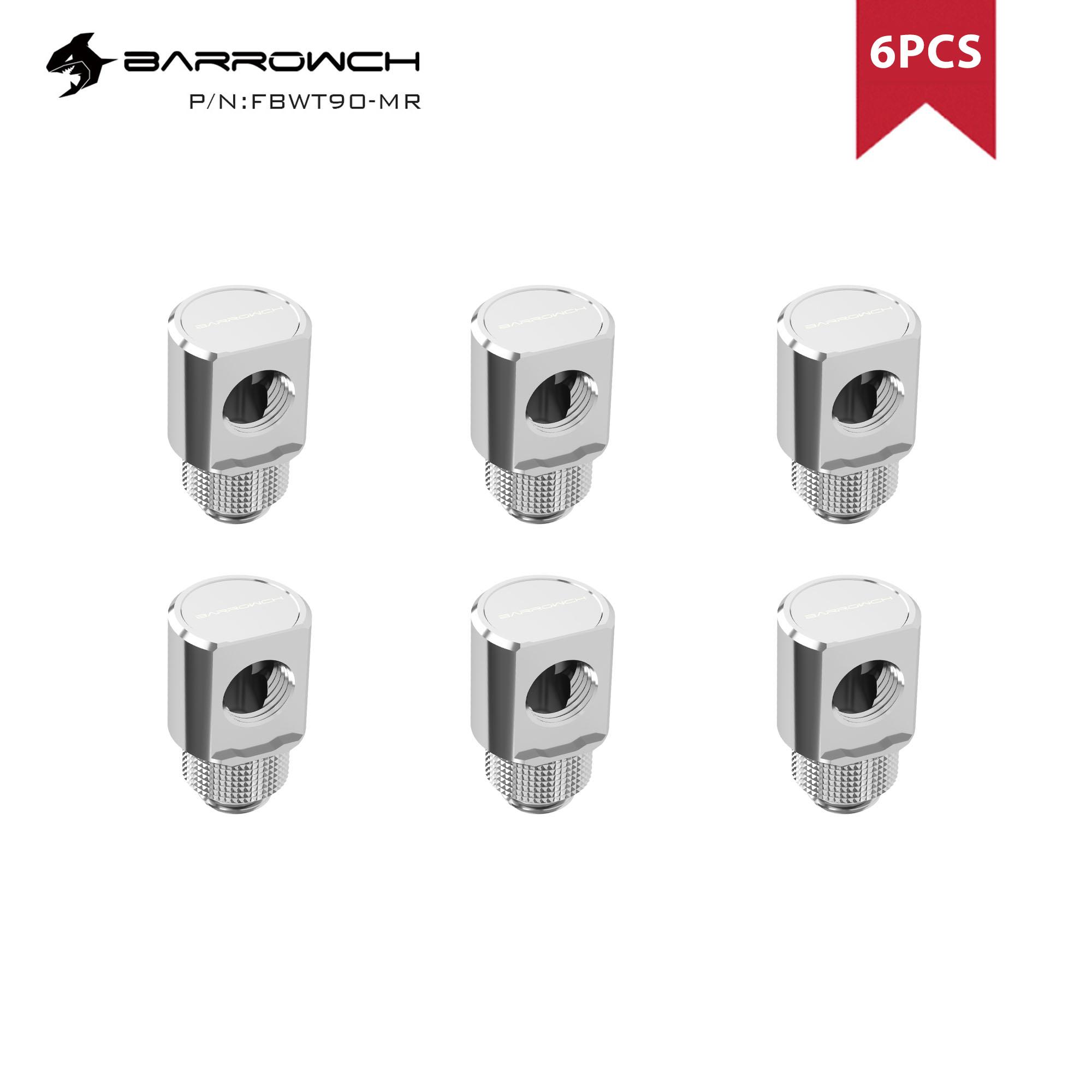 

BARROWCH 6pcs 90 Degree G1/4 360 Rotary Fittings ,Computer Case Liquid Cooling Loop Kit Build Connector,FBWT90-MR 6pcs 90 Degree серебряный