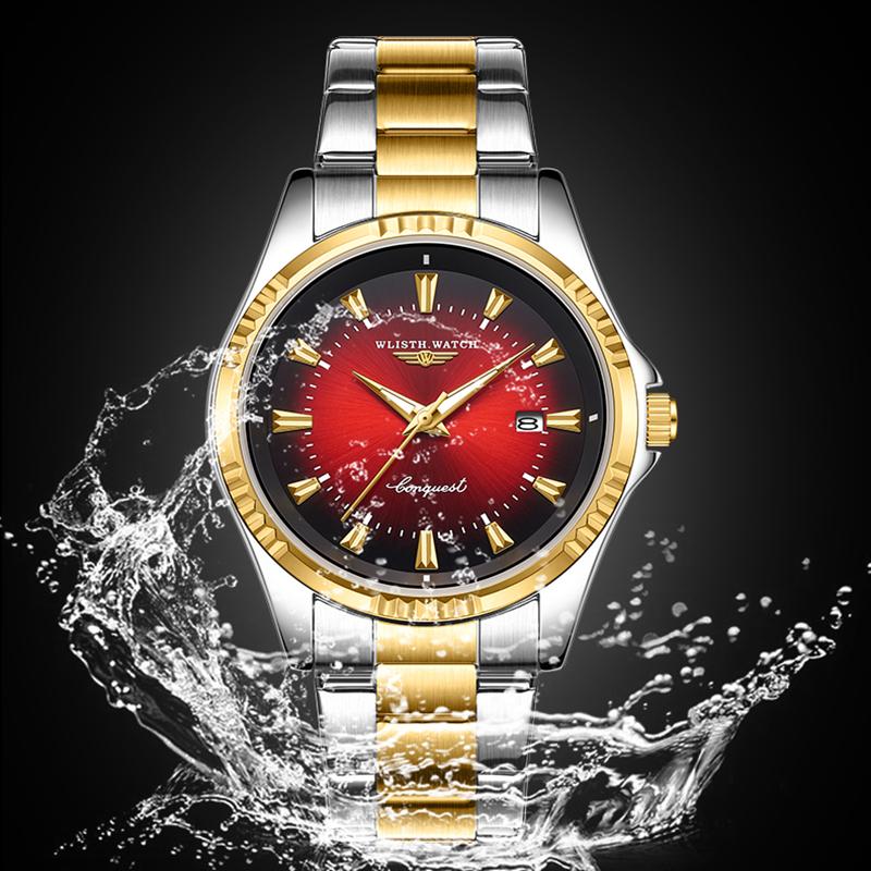 Mens Watches Stainless Steel Belt Quartz Wrist Watch Man Business Watch Calendar Date Luminous Casual Clock