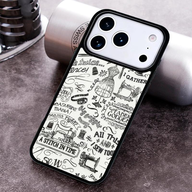Sewing Machine Pattern print Phone Case For iPhone 17,16e,15,14,13,12,11,Mini,Pro,MAX soft Silicone Cover