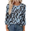 Women's Fashion Casual Round Neck 3/4 Sleeve Loose  Printed T-Shirt Ladies Top