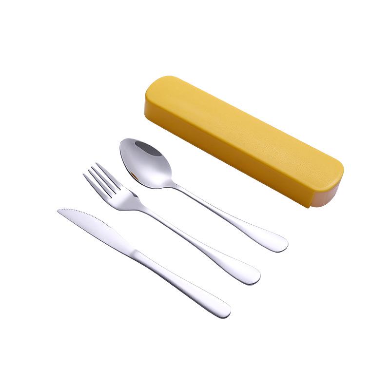 Portable Stainless Steel Cutlery Set: Spoons, Chopsticks, Knife, Fork - Three-Piece Set