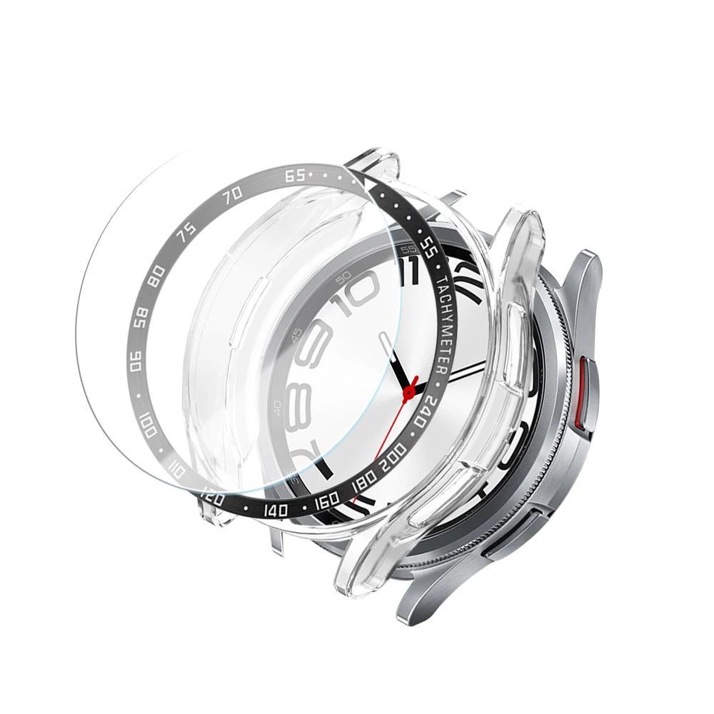 Tempered Glass+Bezel+Case for Samsung Watch 6 Classic 43mm 47mm Cover TPU Bumper All-Around Protector Clear Scratch Screen Shell