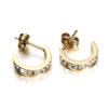 Fashionable European 14MM C-Shaped Zircon Stud Earrings, 2MM Stainless Steel, Versatile and Stylish for Women