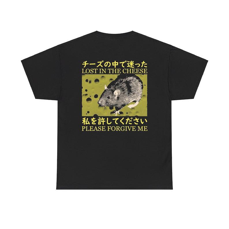 

230 Gsm 100% Cotton Back Print Lost In The Cheese Rat T Shirt 3XL чорний