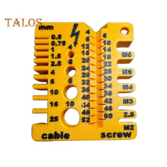 

Измерительный инструмент для проволоки и винта. Точный стандартный двухсторонний 3D-печатный калибр PLA. Инструмент для измерения толщины гаек и болтов. жёлтый