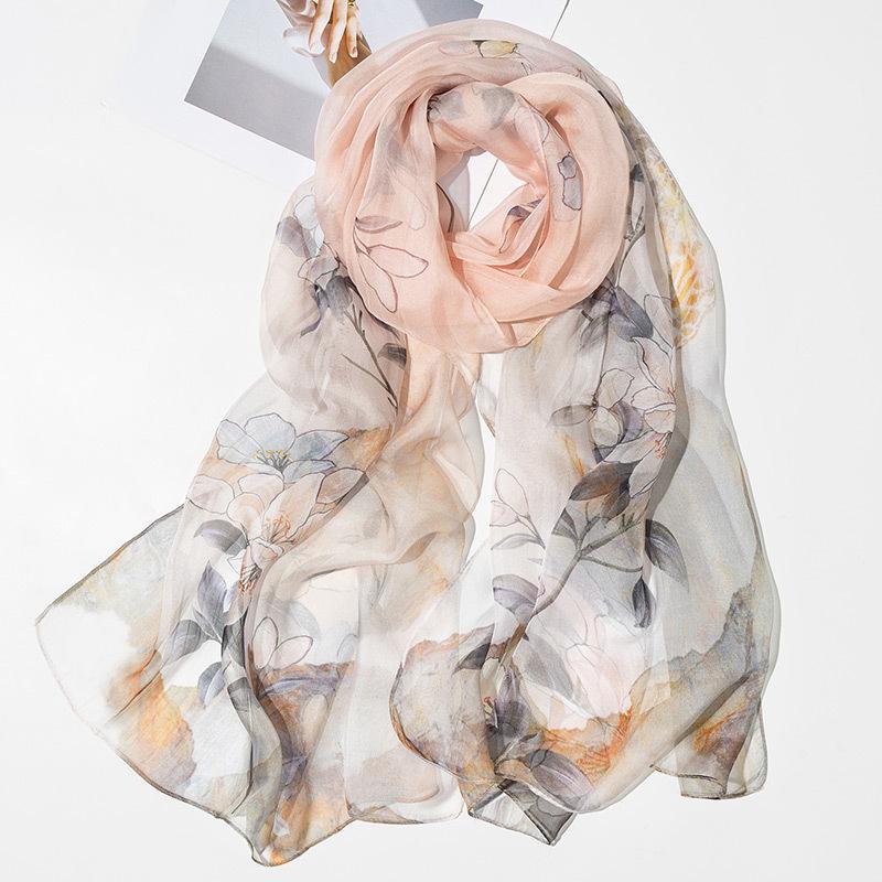 Shanghai Story New Silk Scarf Women's Spring and Summer Thin Mulberry Silk Printed Scarf Fashionable and Versatile Shawl