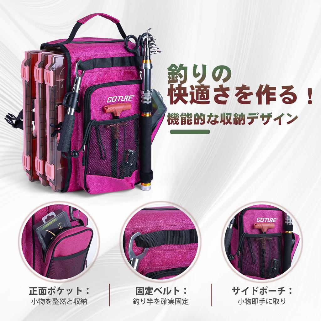 Goture Fishing Backpack with 3 Portable Tackle Boxes, 6-Piece Tool Set, and Bait Set. Single-Shoulder Fishing Bag, 900D Oxford Fabric with Rod