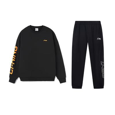 Li Ning Letter Logo Printed Fashion Loose Versatile Fleece Warm Crew Neck Pullover Long Sleeve Sweatshirt Casual Sports Suit AWDTE67-1-YYK81-1
