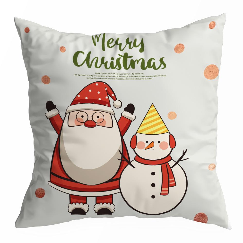 Christmas Pillowcase Cartoon Santa Claus Home Sofa Car Cushion Printed Pillowcase