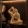 Figurine d'éléphant avec bébé sur le dos Ornementale pour étagère de salon, Vitrine de bar
