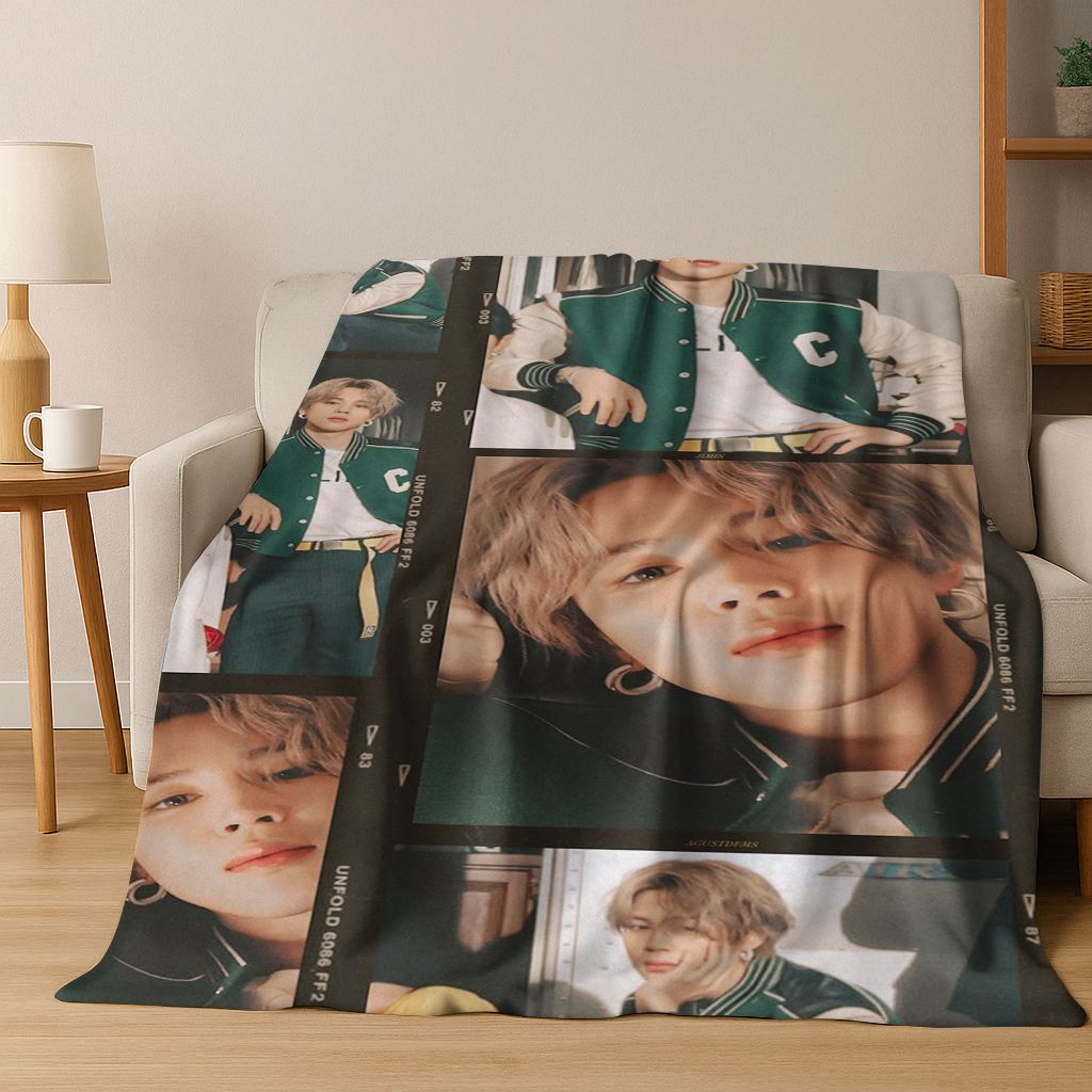 3D JIMIN Solo KPOP Singer Flannel Blanket,Warm and Cozy Soft Throw Blanket for Home Bedroom Bed Sofa Picnic Office Cover Gift