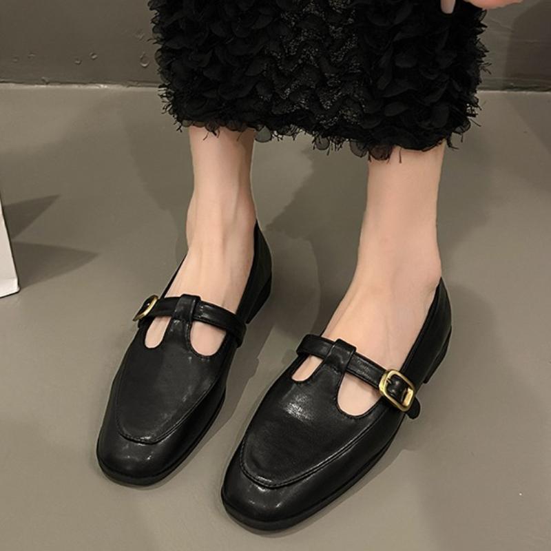 

Мода 2025 Новая Мода Женские Лоферы Обувь для Балета Слипоны Перекрестный Ремешок Плоская Низкий Каблук Осень Весна Платье 35 чёрный