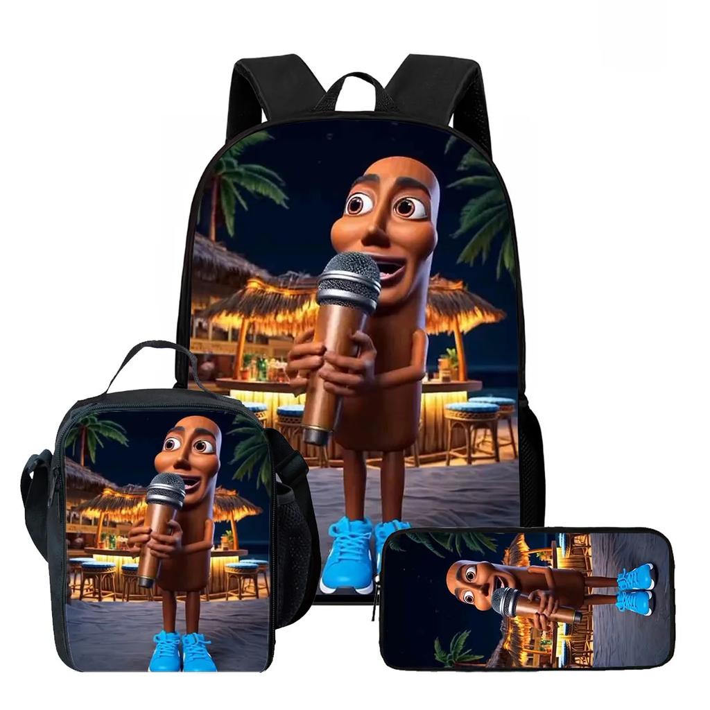 Zaino Scolastico per Bambini Cartoon Brain Rot Con Buste Pranzo Astucci Per,Zaini Scolastici Leggeri per Bambini