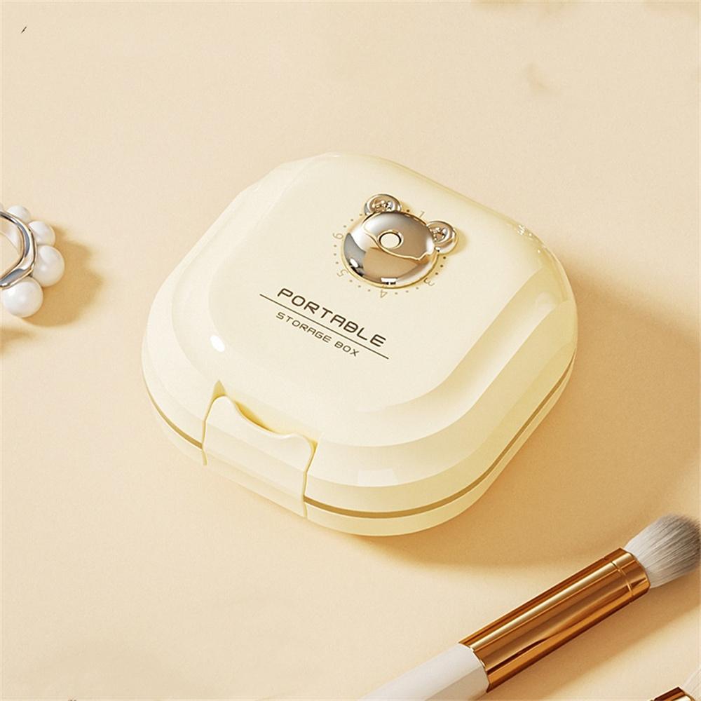 7 Fächer Tragbare Aufbewahrungsbox Haarnadel Ohrringe Halskette Schmuckkästen Mini Bärenmuster Medikamenten Pillendose Reise Trennbox