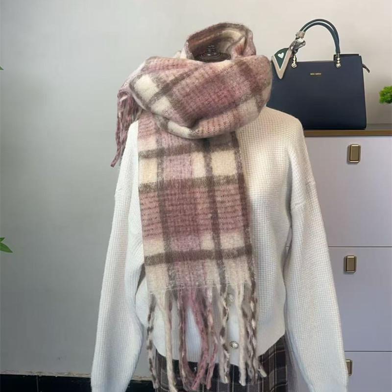 Hochwertiger Schal im koreanischen Stil mit Karomuster: Warmer, verdickter Kaschmir-ähnlicher Schal für Studenten und Paare
