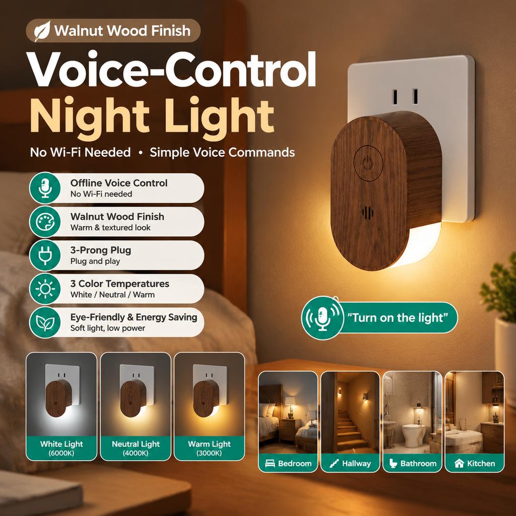Acrylic Plug-in Night Light, 1W, 3 Color Temperatures