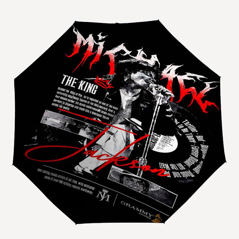1 Stück Michael Jackson, King of Pop Automatik Aufklappbar, Winddicht, Kompakter Reise-Regenschirm, Geschenk für Geburtstag, Weihnachten, Business 93047