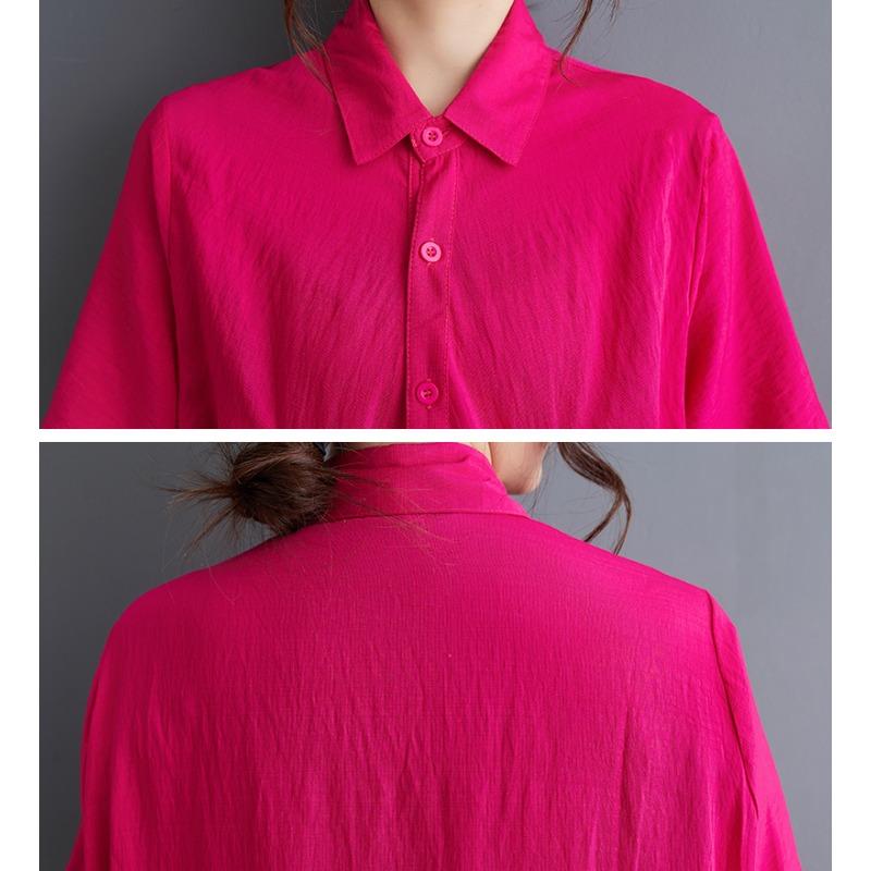 Dimanaf 2025 Women Plus Size Spring Summer Shirt Long Blouse Short Sleeve Buttons Asymmetrical Tops Tees Loose