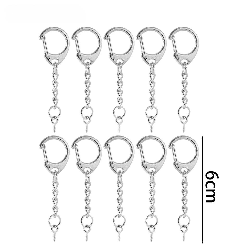 100/10pcs Lobster Clasp Key Ring Keychain C Shape Clasps Connector Hook For DIY Jewelry Making Finding Key Chain Accessories