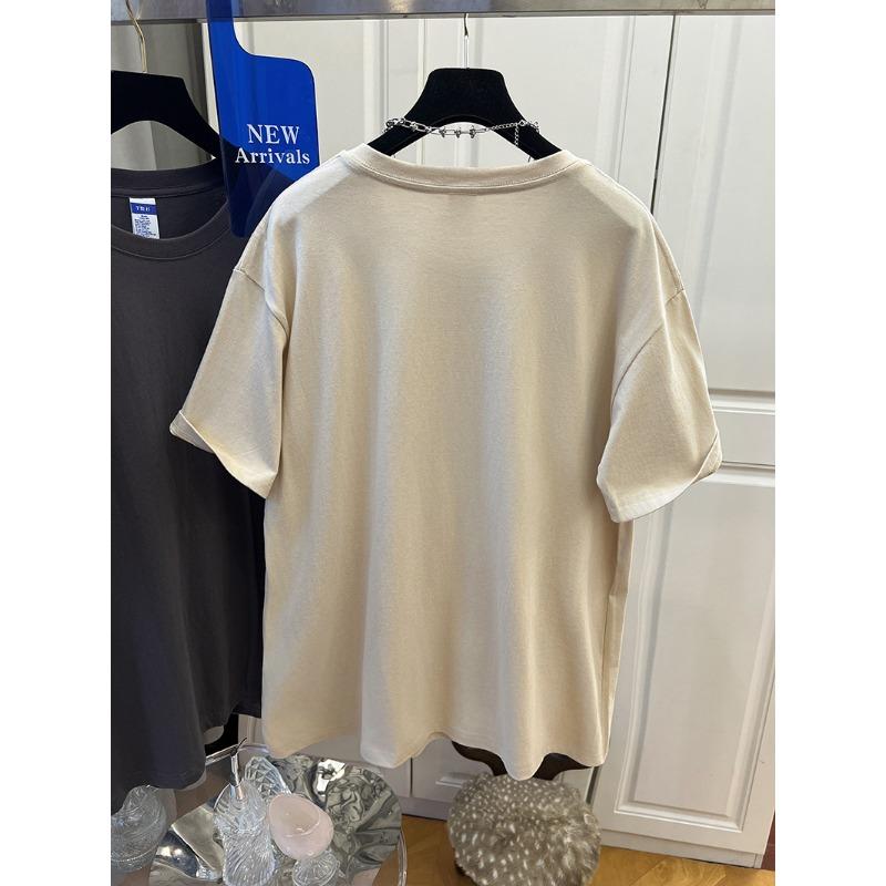 Women's Summer Loose Everything Lazy Wind Letters Printed Short Sleeved Mid Long Top