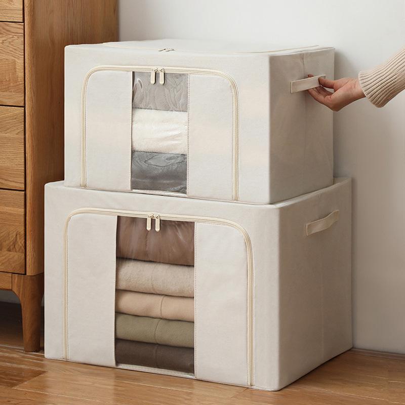 

Foldable Wardrobe Storage Box with Steel Frame - Thickened Oxford Fabric, Moisture-Proof Organizer. 24L світло-сірий колір