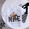 Girls Fashionable Pure Cotton TShirt with Teddy Bear Cartoon Pattern Summer Clothing Fun Childrens Wear Y2K Style