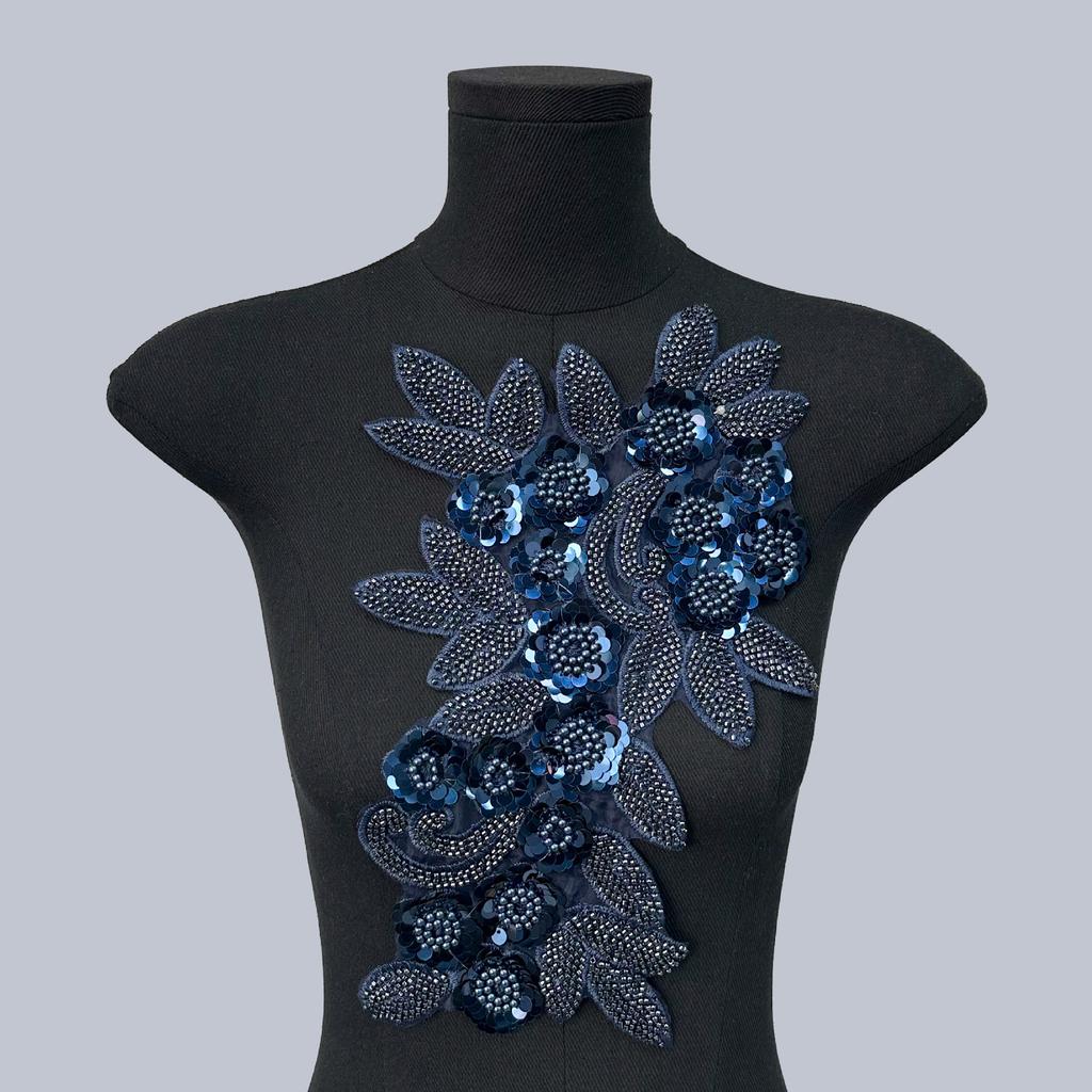 Mesh Sequin Nail Diamond Bead Embroidery Sewing Single Flower Collar Diy Decoration With Clothing Accessories Collar
