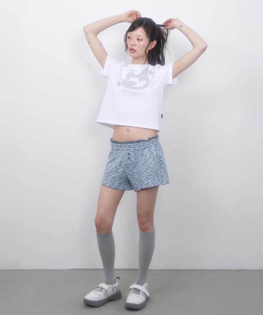 LMR Cat Symbol Applique Short Sleeve T-Shirt White