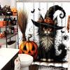 2025 Halloween Thanksgiving Witch Hats Pumpkin  Pattern Bathroom  Shower Curtain  With 12 Hooks Bathroom Decor and Accessories