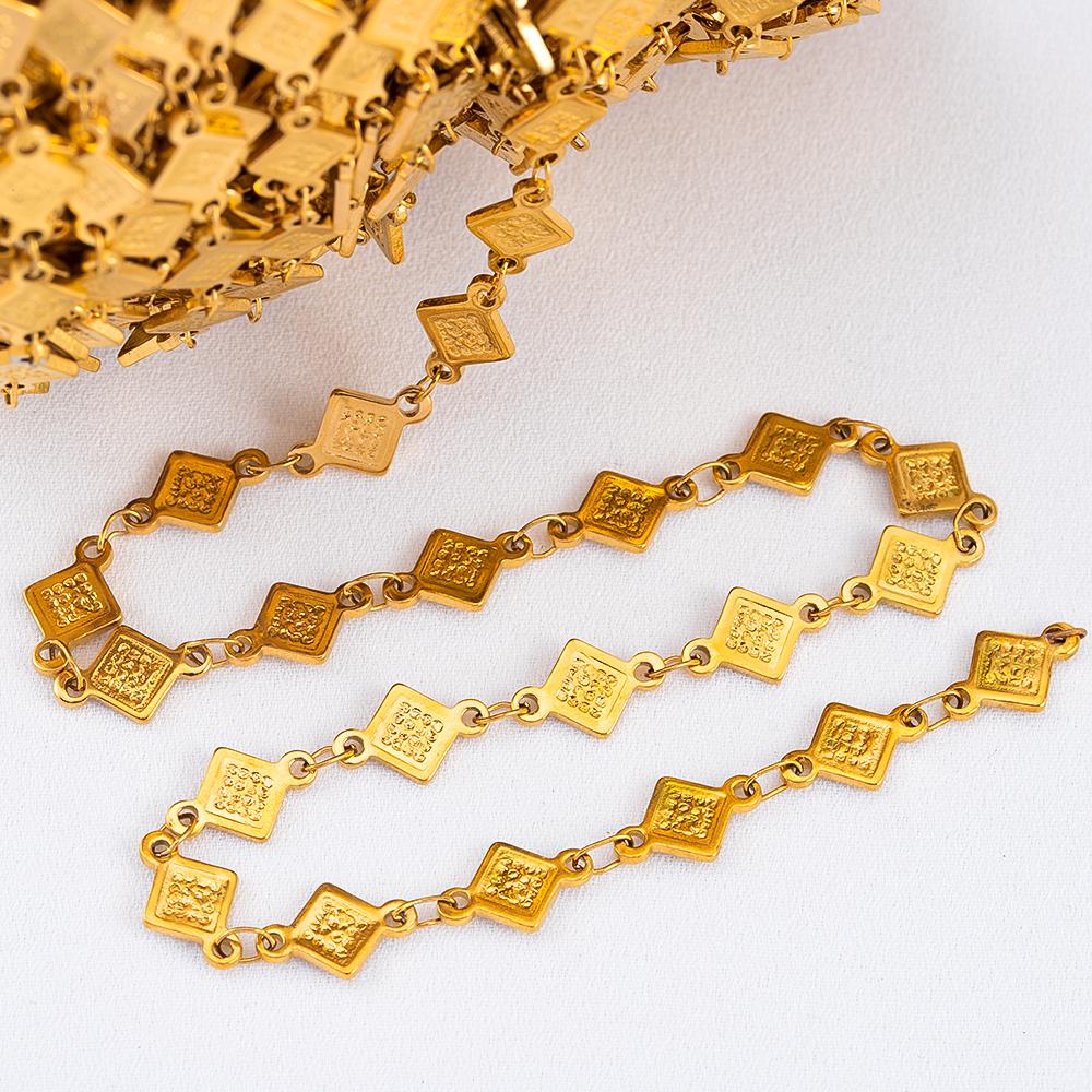 0.5M 1M Geometry Striped Square Necklace Chain Stainless Steel Circle Link Chains DIY Women Bracelets Jewelry Making Body Chain