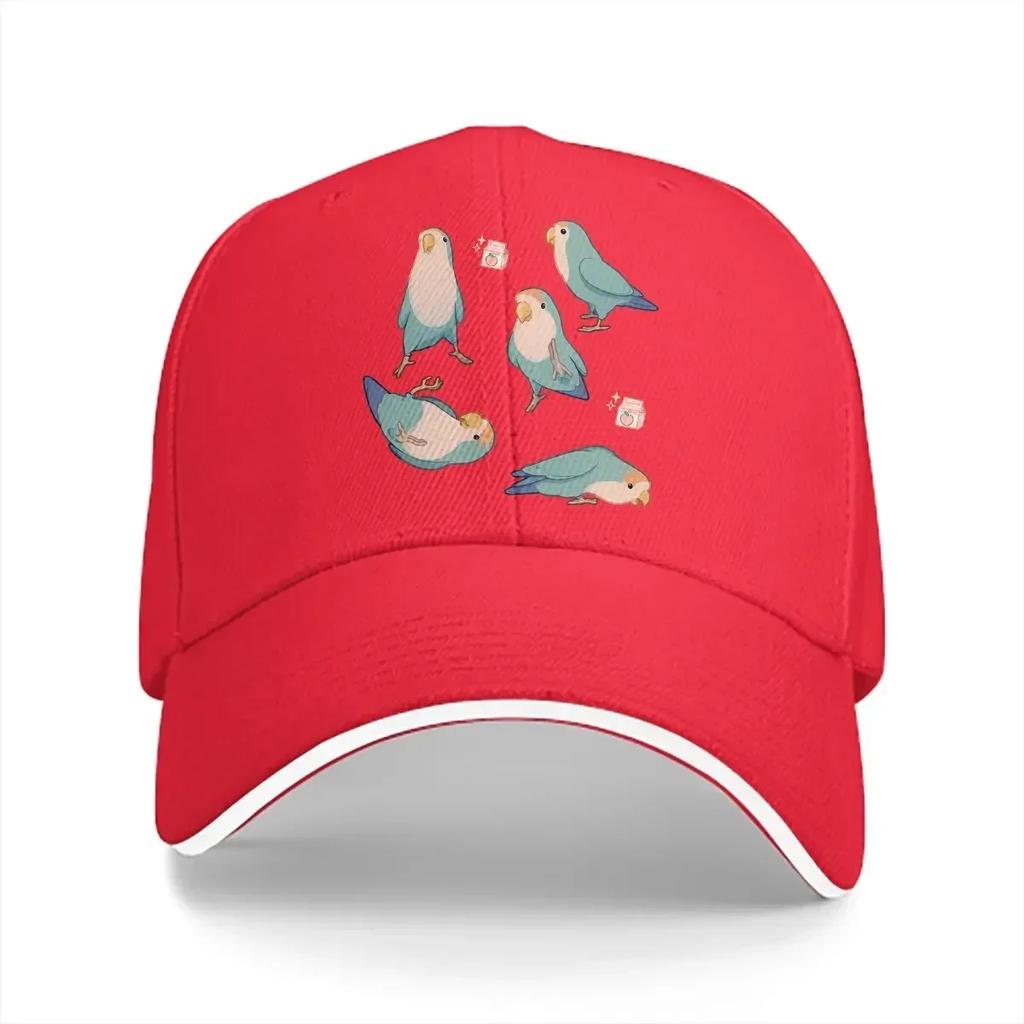 Playful Blue Lovebirds Baseball Caps Peaked Cap Parrot Birds Pet Sun Shade Hats for Unisex Women