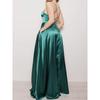 Export Single Gas Field Split Banquet Party Royal Beauty Smooth Acetate Satin Sling Strap Long Dress Chest Pad