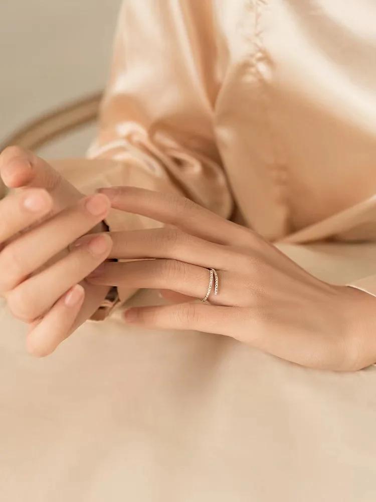 925 Silver zircon Ring For Women Jewelry Finger Adjustable Open Ring For Party Birthday Gift