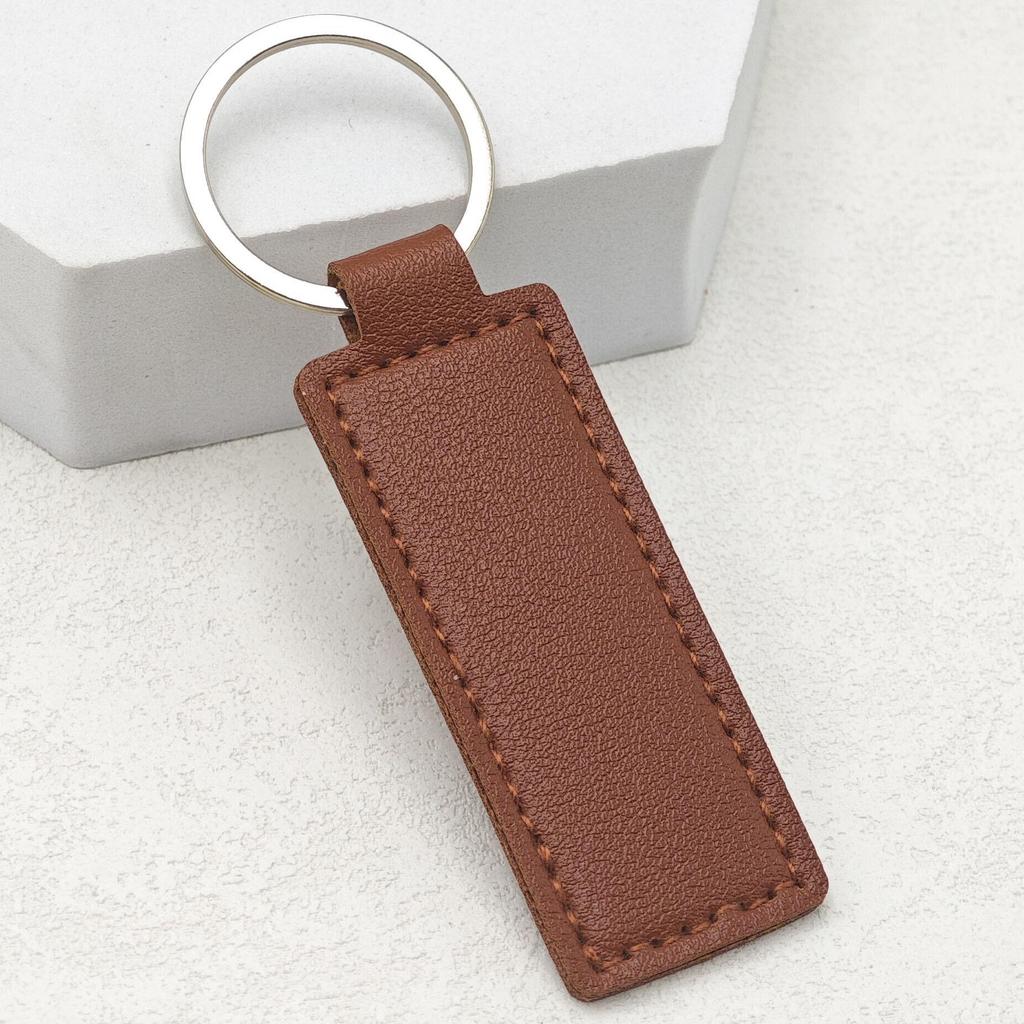 Creative Solid Color PU Leather Keychain with Double-Sided Stitching - DIY Keyring Loop Gift or Bag Pendant
