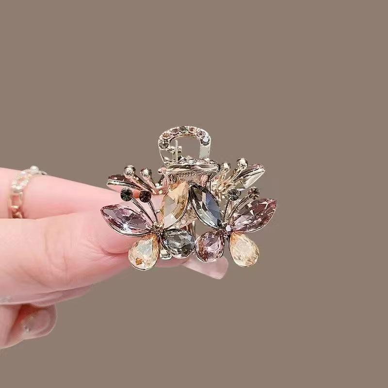 Crystal Flower Hair Claw Clip - Korean Style 2025