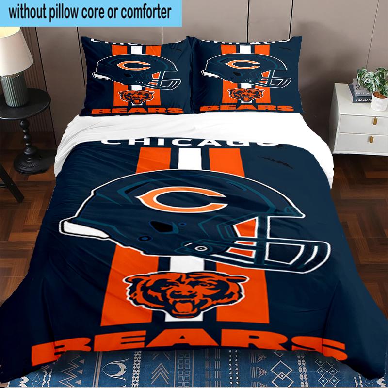 Set Biancheria da Letto 3 Pezzi Chicago Bears Stampa 2D (Include 1 Copripiumino + 2 Federe Senza Imbottitura), Decorazione camera da letto, Regalo ventilatore